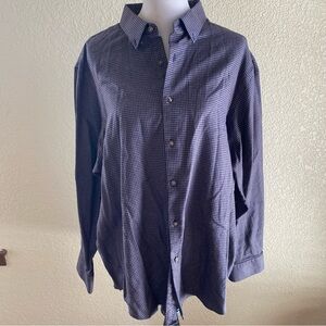 Hart Schaffner Marx Plaid Dress Shirt Button Down Collared Long Sleeve Blue Gray